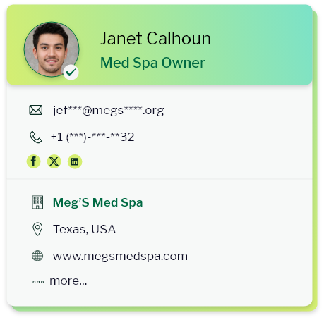 Sample data of Med Spas Email Marketing Lists